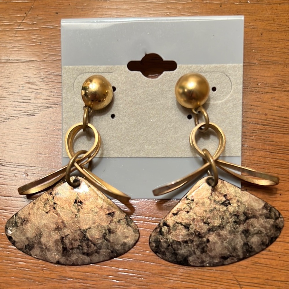 Artisan Gold and Black Metal Gold Tone Dangle Pierced Earrings